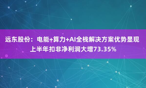 远东股份：电能+算力+AI全栈解决方案优势显现 上半年扣非净利润大增73.35%